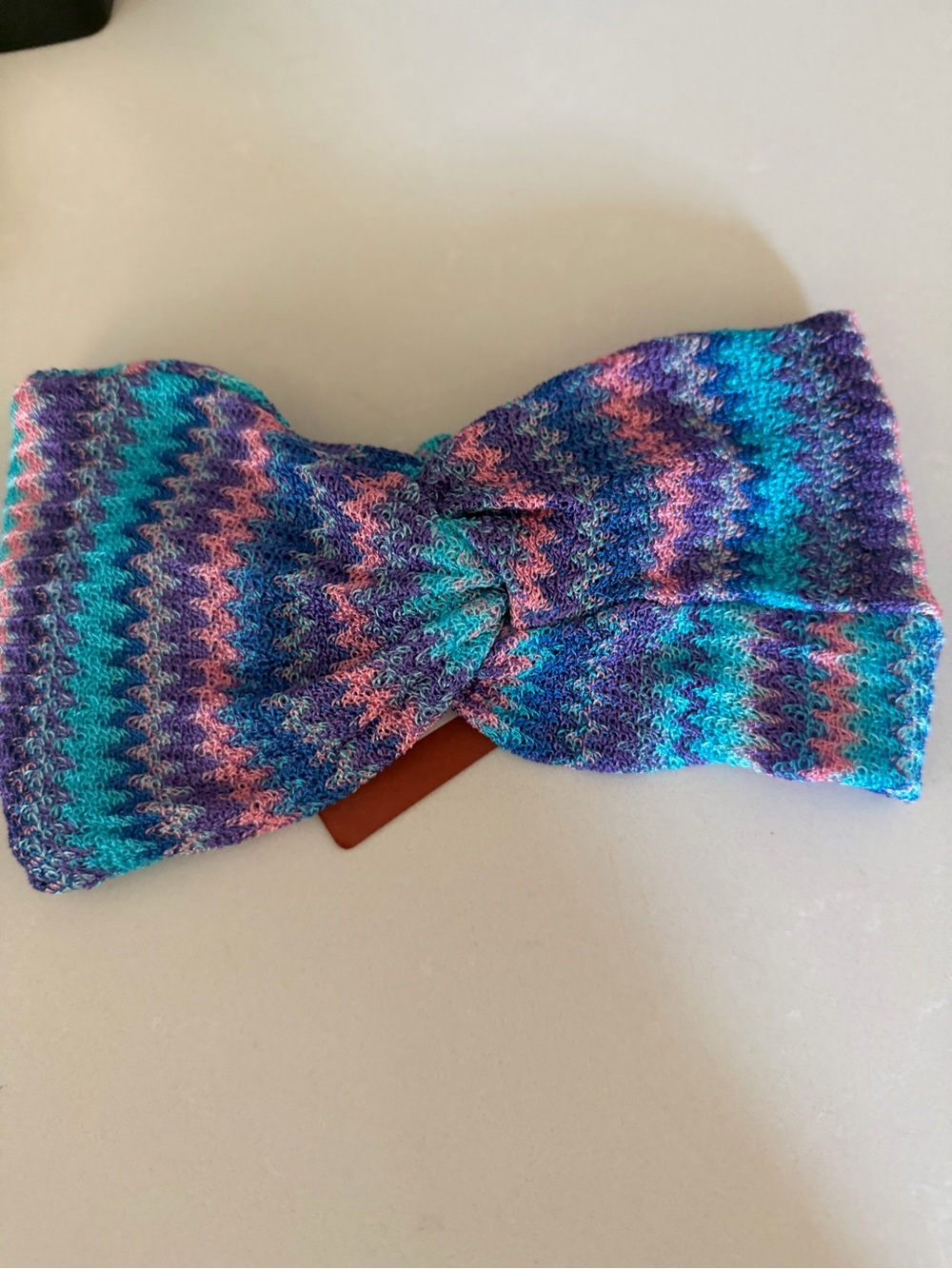 M by Missoni Multicolor Knit Headband in Blue, Purple & Pink